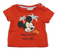 Červené tričko s Mickey a palmami Disney
