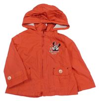 Světlečervená šusťáková podzimní parka s Minnie a kapucí s oušky C&A