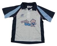 Bílo-tmavomodro-světlemodré sportovní polo tričko s miminem