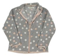 Šedo-růžová puntíkatá fleecová propínací mikina H&M