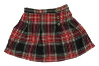 Růžovo-khaki-černá kostkovaná sukně s knoflíčky George