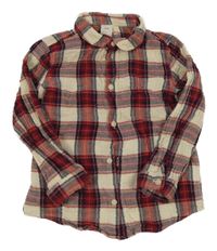 Smetanovo-tmavočerveno/tmavomodrá kostkovaná košile H&M