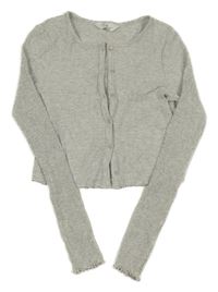 Šedé žebrované propínací crop triko H&M