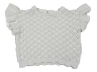 Bílá pletená perforovaná crop vesta s volánky H&M