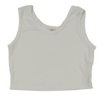 Bílý žebrovaný crop top Shein