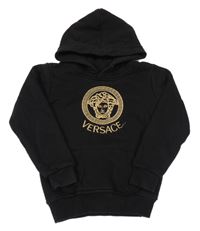 Černá mikina s logem Versace a kapucí 