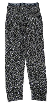 Šedé pyžamové kalhoty s leopardím vzorem Hype