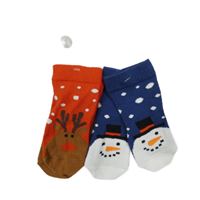 Nové - 2x ponožky - červené se sobem + tmavoamodré se sněhulákem Matalan