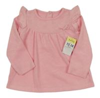 Nové - Růžový úpletový svetr s mašlí a volánky Matalan