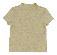 Žluto-lila melírované žebrované crop tričko Tom Tailor