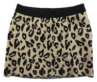 Béžovo-černá leopardí pletená sukně River Island