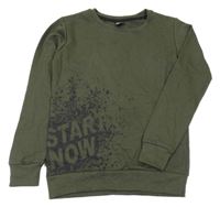Khaki mikina s nápisem a skvrnami Y.F.K.