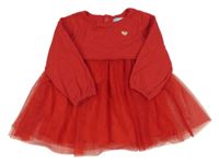 Červené teplákové/tylové šaty se srdíčkem OBAIBI