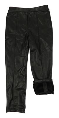 Nové - Černé koženkové zateplené legíny Matalan