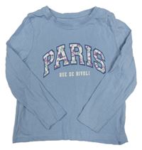 Modro-šedé triko s nápisem Paris Primark