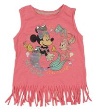 Neonově růžový top s Minnie a třásněmi Disney