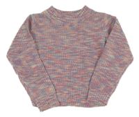 Růžovo-modrý melírovaný třpytivý oversize svetr Kiki&Koko
