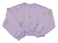 Lila crop mikina se smajlíky H&M