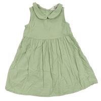 Světleolivové krepové šaty s límečkem H&M