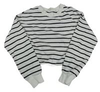 Bílo-černá pruhovaná crop mikina H&M