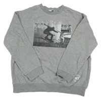 Šedá melírovaná mikina s potiskem H&M