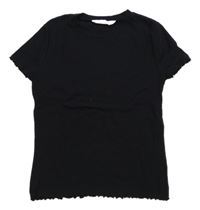 Černé žebrované tričko H&M
