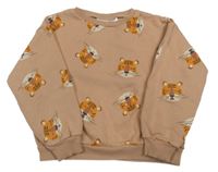 Starorůžová oversize mikina s tygry Zara