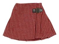 Červeno-bílá kostkovaná vlněná sukně s přezkou Next