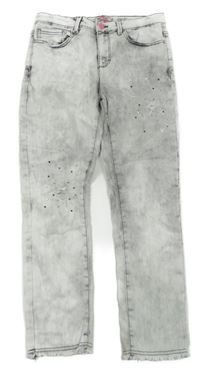 Světlešedé plísňové skinny rifle s kamínky a pecičkami a prošoupáním ORIGINAL MARINES
