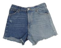 Modré riflové relaxed high waist kraťasy H&M