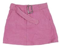 Růžová manšestrová sukně s páskem Primark