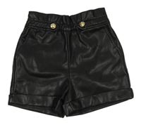 Černé koženkové kraťasy s gombíky River Island