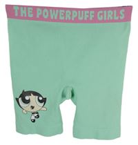 Dámské mátové žebrované elastické kraťasy s obrázkem The Powerpuff girls 