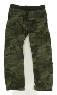 Khaki army plátěné kalhoty s úpletovým pasem M&S