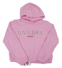 Světlerůžová crop mikina s nápisem a kapucí H&M