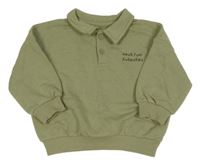Khaki melírovaná oversize mikina s nápisy a límečkem St. Bernard