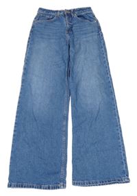 Modré široké high waist rifle H&M