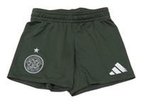Tmavozelené sportovní kraťasy s logem a čtyřlístkem Adidas