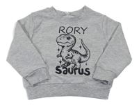 Šedá melírovaná mikina s dinosaurem 