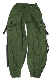 Khaki plátěné cargo cuff kalhoty