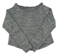 Černo-šedé melírované sportovní crop triko 