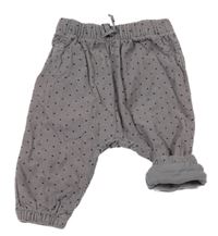 Šedé puntíkaté manšestrové podšité cuff kalhoty H&M