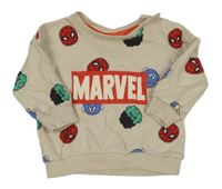 Béžová mikina s hrdiny Marvel