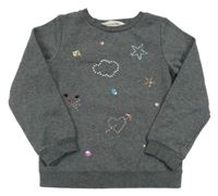 Šedá mikina s kamínky H&M