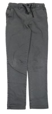 Tmavošedé teplákové slim rifle s úpletovým pasem Denim Co.
