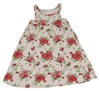 Světlerůžové květované bavlněné šaty H&M