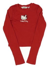 Červené žebrované crop triko s Hello Kitty H&M