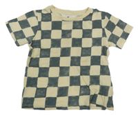 Béžovo-šedé kostkované tričko H&M