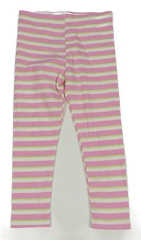 Růžovo-zelené pruhované legíny Primark