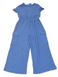 Modrý strukturovaný culottes cargo overal Primark